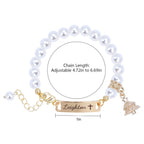 Personalised Kids Pearl Name Bracelet ¨C Christmas Tree Charm, Adjustable - Glaxias