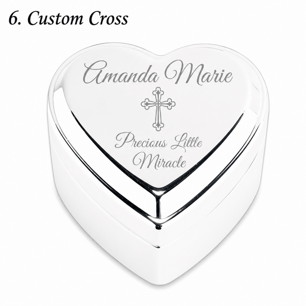 Personalized Baby Baptism or Christening Heart Jewelry Box - Glaxias