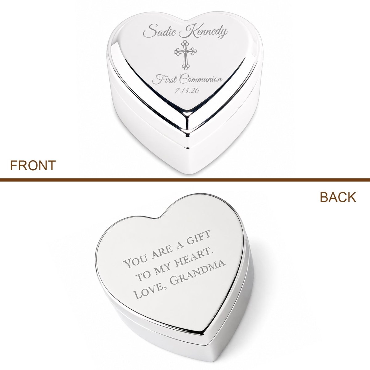 Personalized Baby Baptism or Christening Heart Jewelry Box - Glaxias