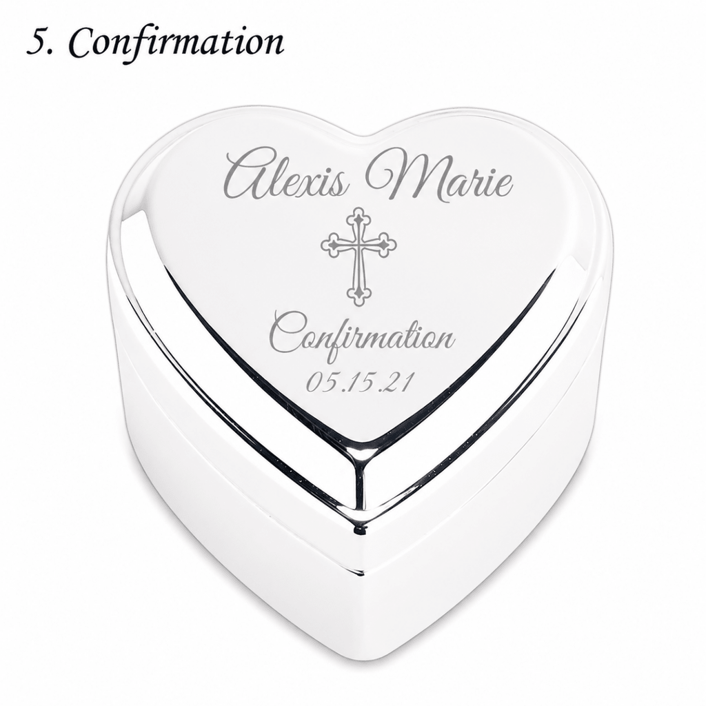 Personalized Baby Baptism or Christening Heart Jewelry Box - Glaxias