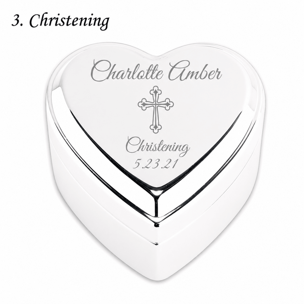 Personalized Baby Baptism or Christening Heart Jewelry Box - Glaxias