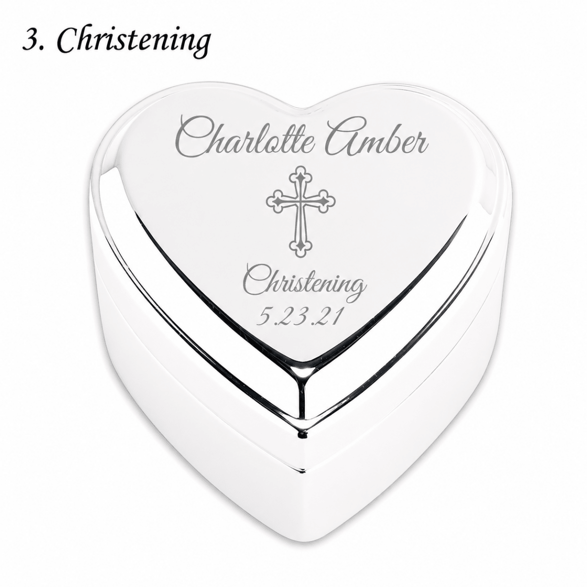 Personalized Baby Baptism or Christening Heart Jewelry Box - Glaxias
