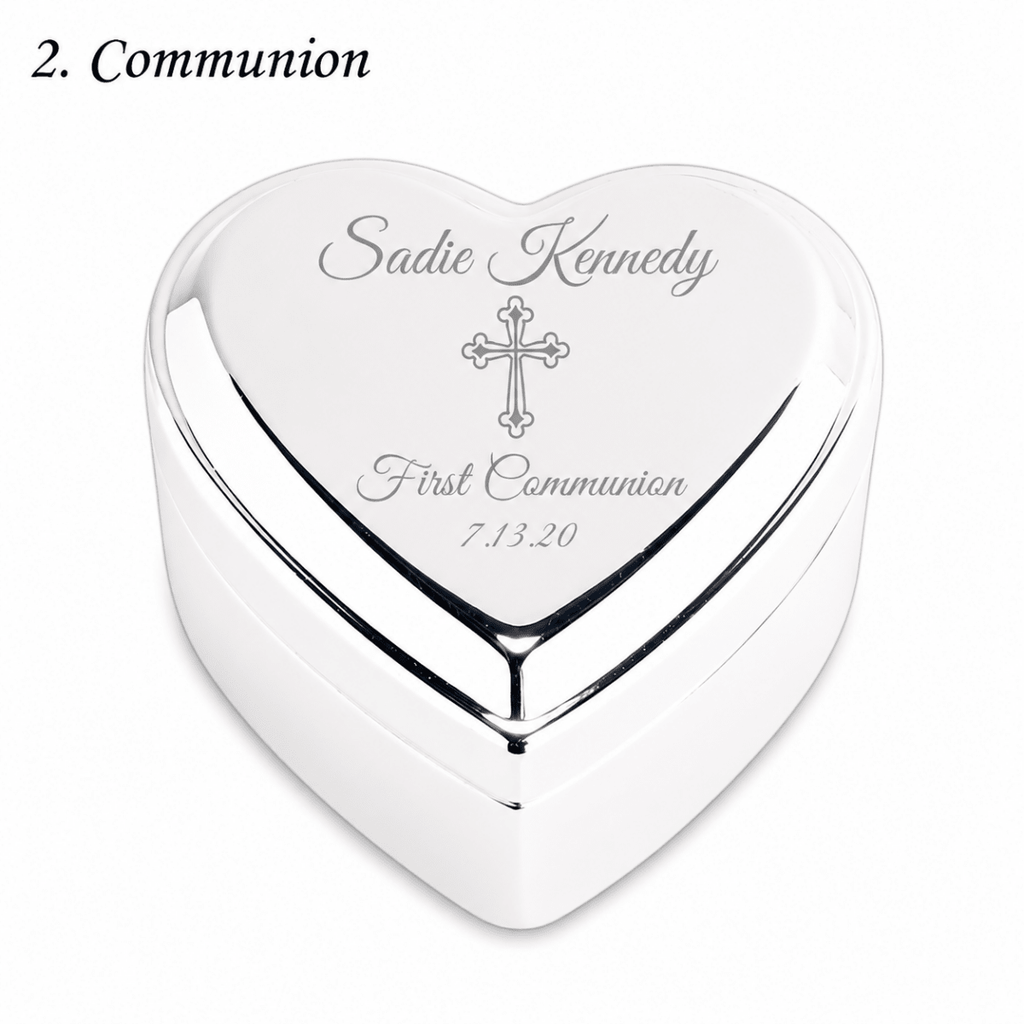 Personalized Baby Baptism or Christening Heart Jewelry Box - Glaxias