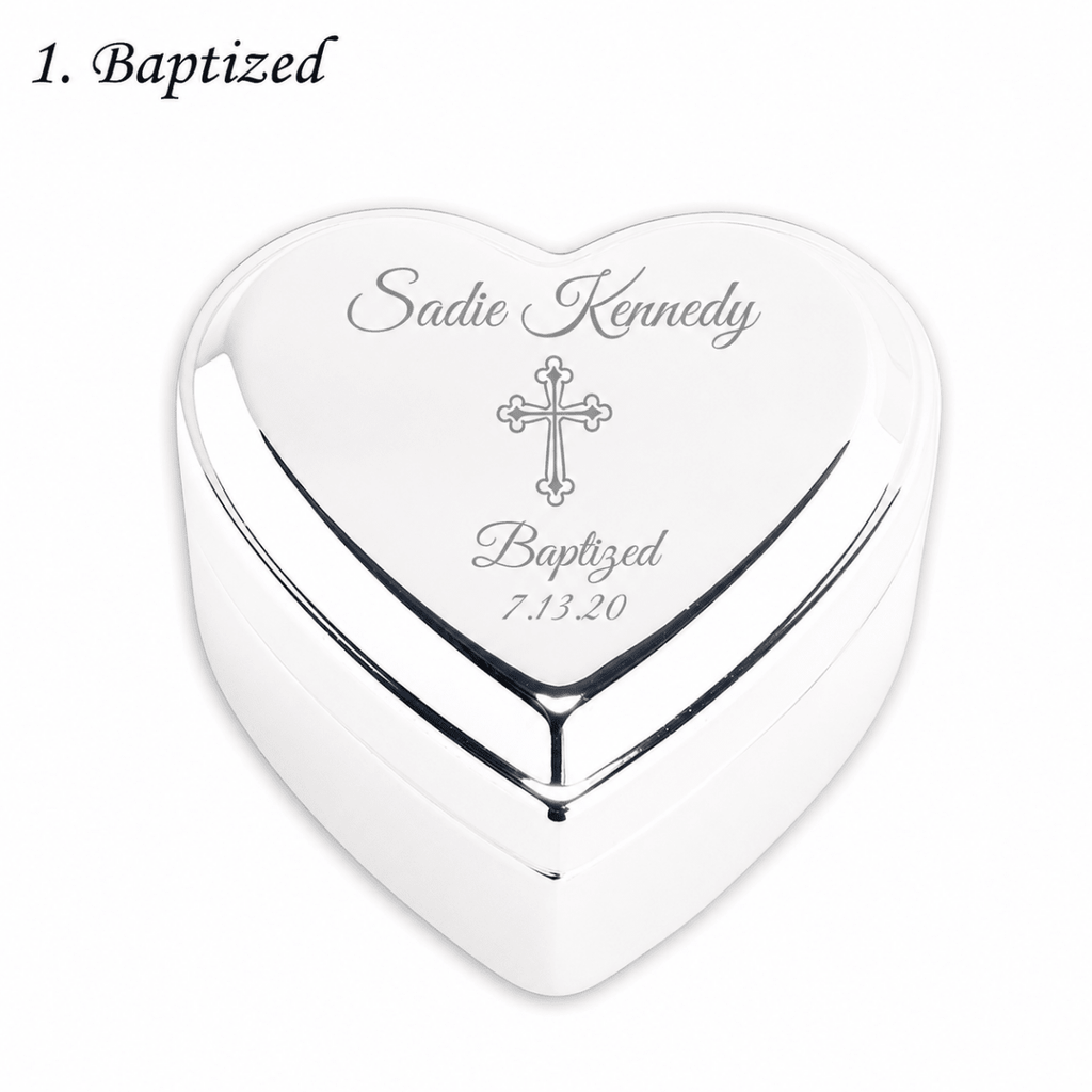 Personalized Baby Baptism or Christening Heart Jewelry Box - Glaxias