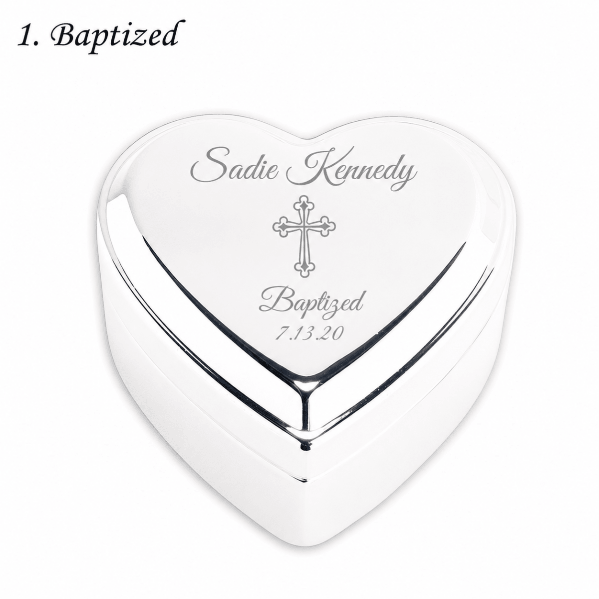 Personalized Baby Baptism or Christening Heart Jewelry Box - Glaxias