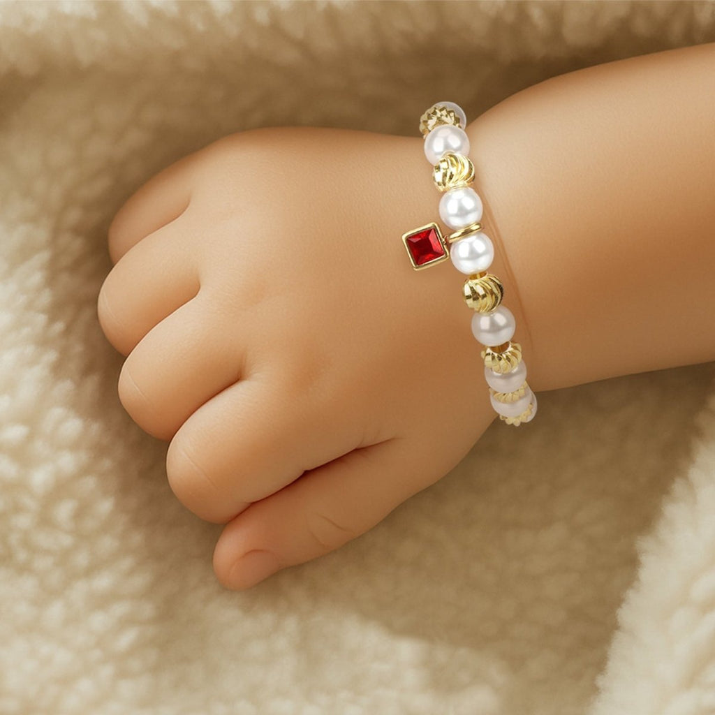 Personalized Baby Birthstone Pearl Bracelet - Glaxias