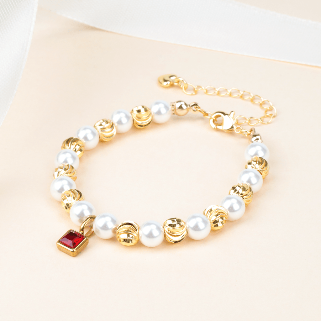 Personalized Baby Birthstone Pearl Bracelet - Glaxias