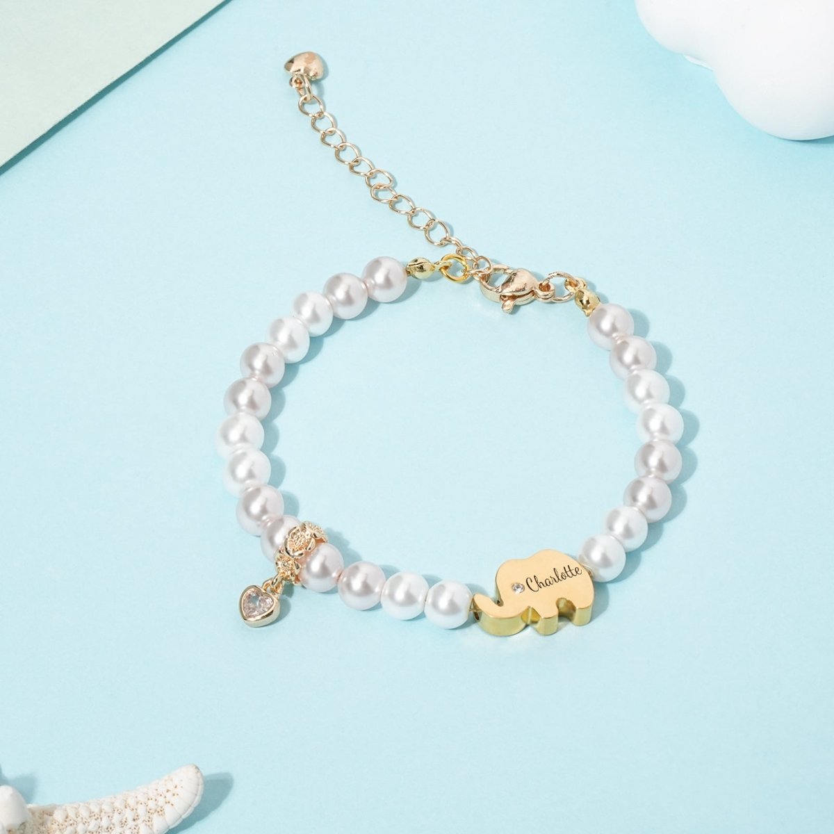 Personalized Baby Elephant Name Bracelet - Glaxias