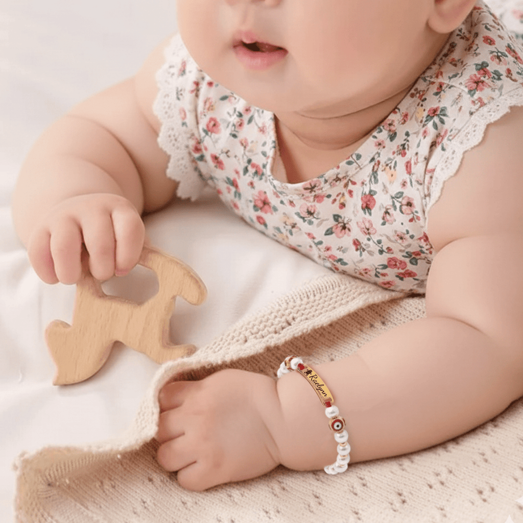 Personalized Baby Evil Eye Name Bracelet - Glaxias