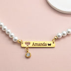 Personalized Baby Girl Name and Birthstone Pearl Necklace - Glaxias