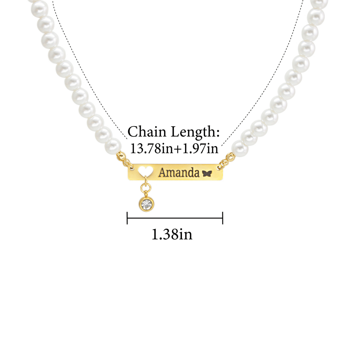 Personalized Baby Girl Name and Birthstone Pearl Necklace - Glaxias