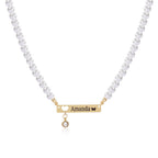 Personalized Baby Girl Name and Birthstone Pearl Necklace - Glaxias