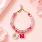 Personalized Baby Initial and Birthstone Gemstone Bracelet - Glaxias