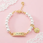 Personalized Baby Name and Birthflower Pearl Bracelet - Glaxias
