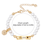 Personalized Baby Name and Birthflower Pearl Bracelet - Glaxias