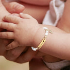 Personalized Baby Name and Birthflower Pearl Bracelet - Glaxias
