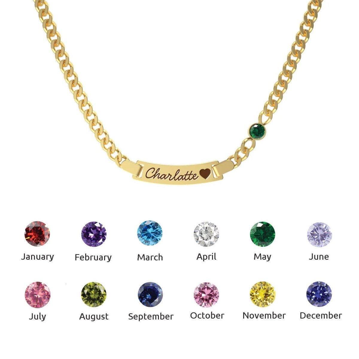 Personalized Baby Name and Birthstone Necklace - Glaxias