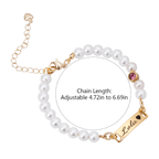 Personalized Baby Name and Birthstone Pearl Bracelet - Glaxias
