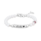 Personalized Baby Name and Birthstone Pearl Bracelet - Glaxias