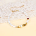 Personalized Baby Name and Birthstone Pearl Bracelet - Glaxias