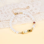 Personalized Baby Name and Birthstone Pearl Bracelet - Glaxias