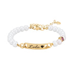 Personalized Baby Name and Birthstone Pearl Bracelet - Glaxias