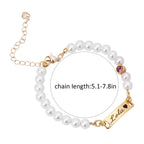 Personalized Baby Name and Birthstone Pearl Bracelet - Glaxias