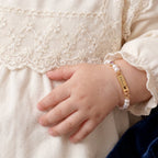 Personalized Baby Name and Birthstone Pearl Bracelet - Glaxias