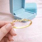Personalized Baby Name Bangle Bracelet with Heart - Glaxias