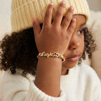 Personalized Baby Name Bangle Bracelet with Heart - Glaxias