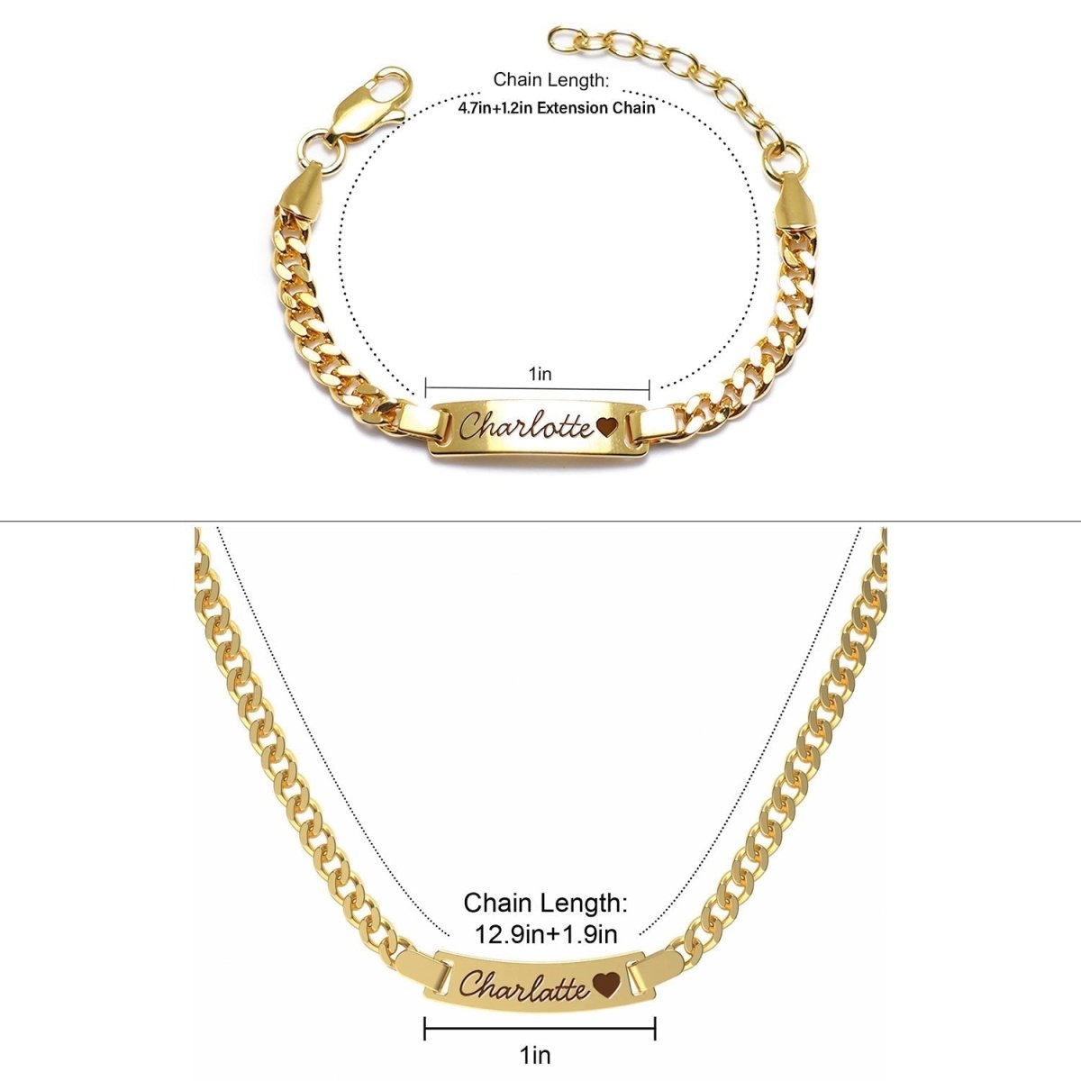 Personalized Baby Name Birthstone Bracelet and Necklace Set - Glaxias