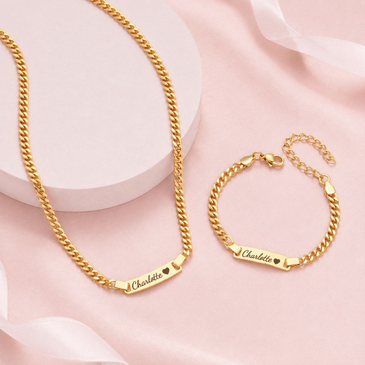 Personalized Baby Name Birthstone Bracelet and Necklace Set - Glaxias
