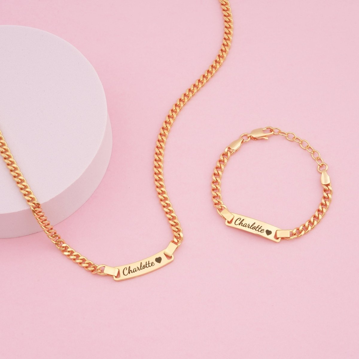 Personalized Baby Name Birthstone Bracelet and Necklace Set - Glaxias