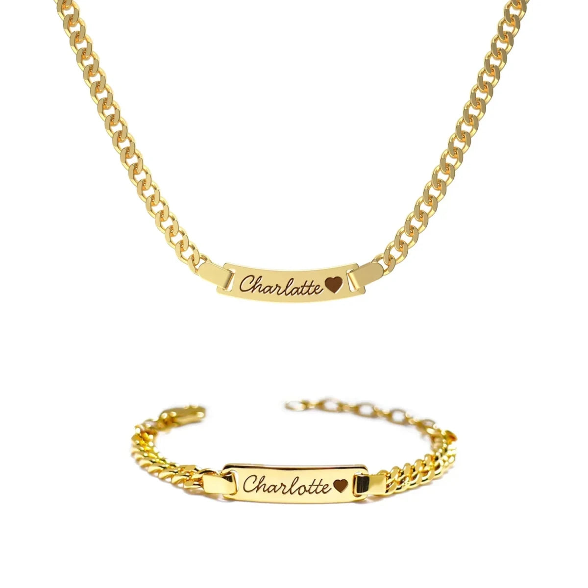 Personalized Baby Name Birthstone Bracelet and Necklace Set - Glaxias