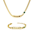 Personalized Baby Name Birthstone Bracelet and Necklace Set - Glaxias