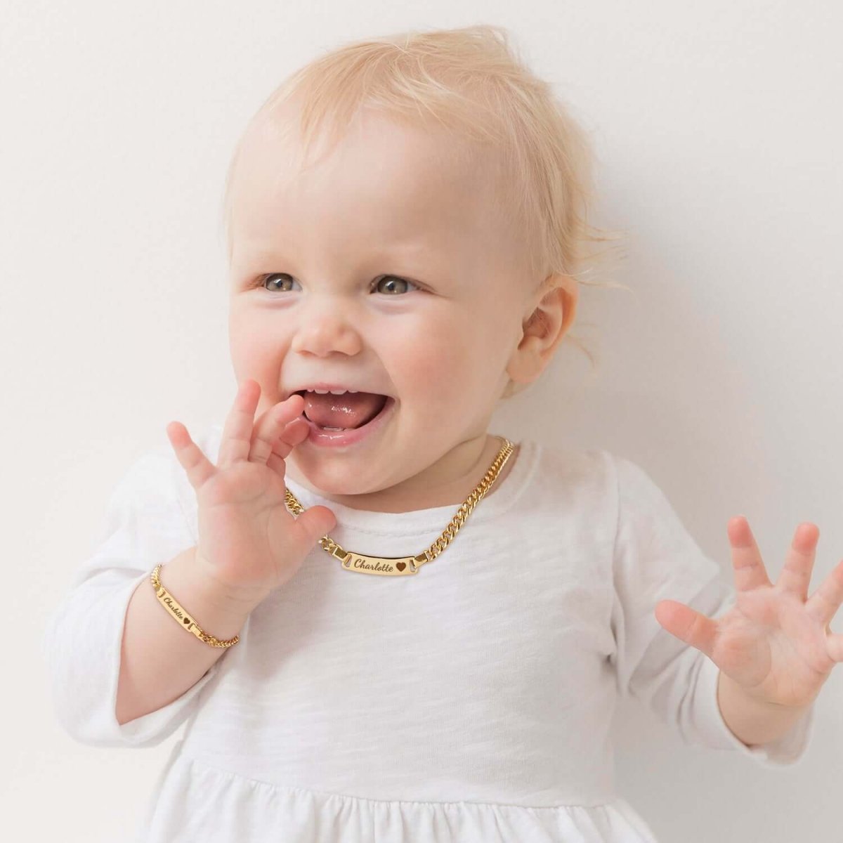 Personalized Baby Name Birthstone Bracelet and Necklace Set - Glaxias