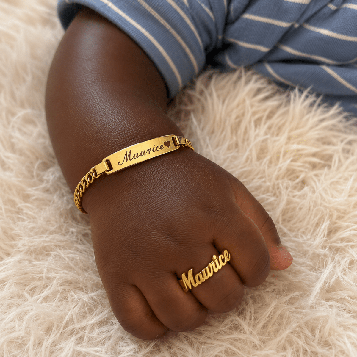Personalized Baby Name Bracelet & Ring Set - Glaxias