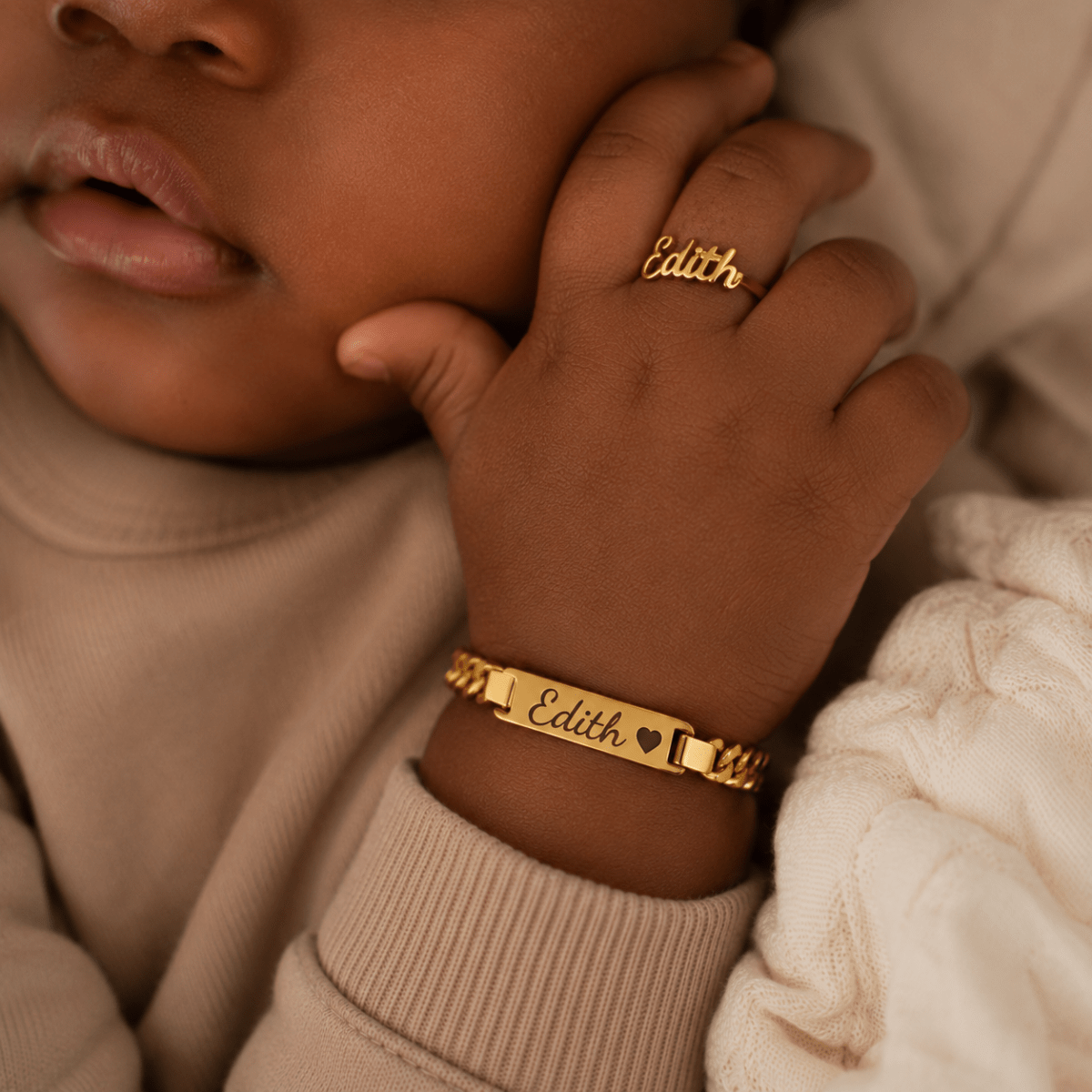 Personalized Baby Name Bracelet & Ring Set - Glaxias
