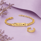 Personalized Baby Name Bracelet & Ring Set - Glaxias