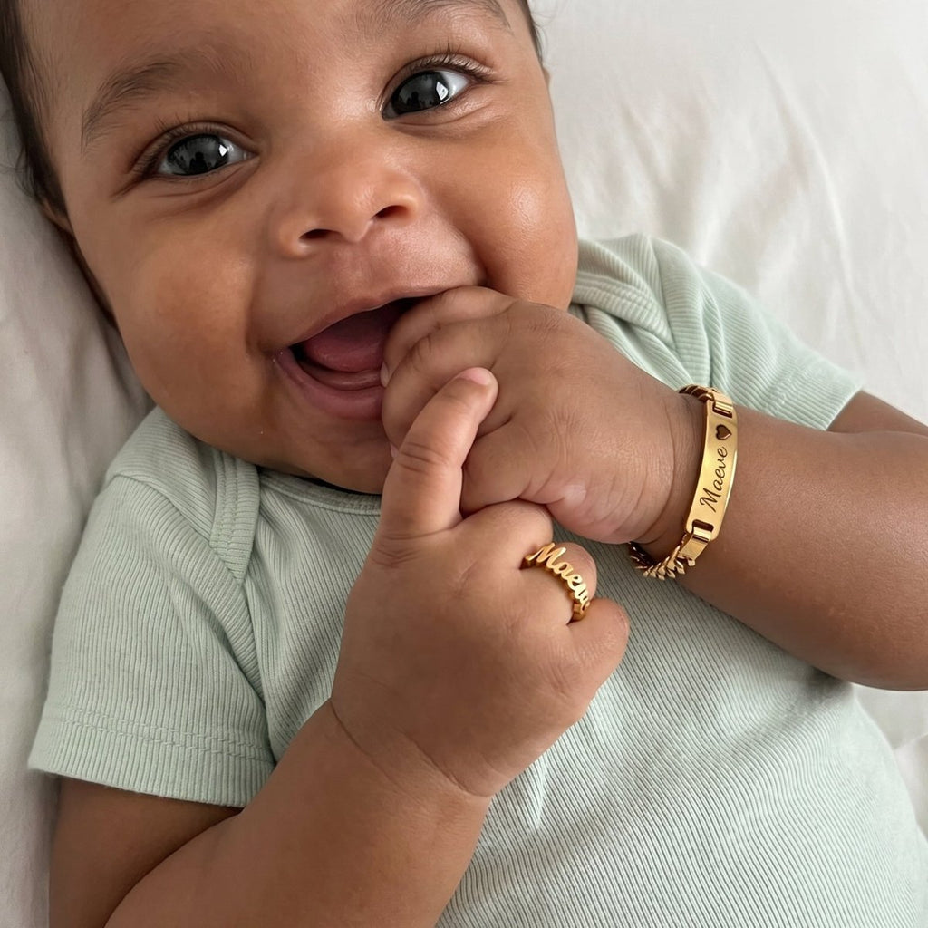 Personalized Baby Name Bracelet & Ring Set - Glaxias