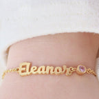 Personalized Baby Name Bracelet With Birthstone - Glaxias