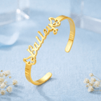 Personalized Baby Name Cuff Bracelet with Angel Wings - Glaxias