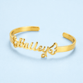 Personalized Baby Name Cuff Bracelet with Angel Wings - Glaxias