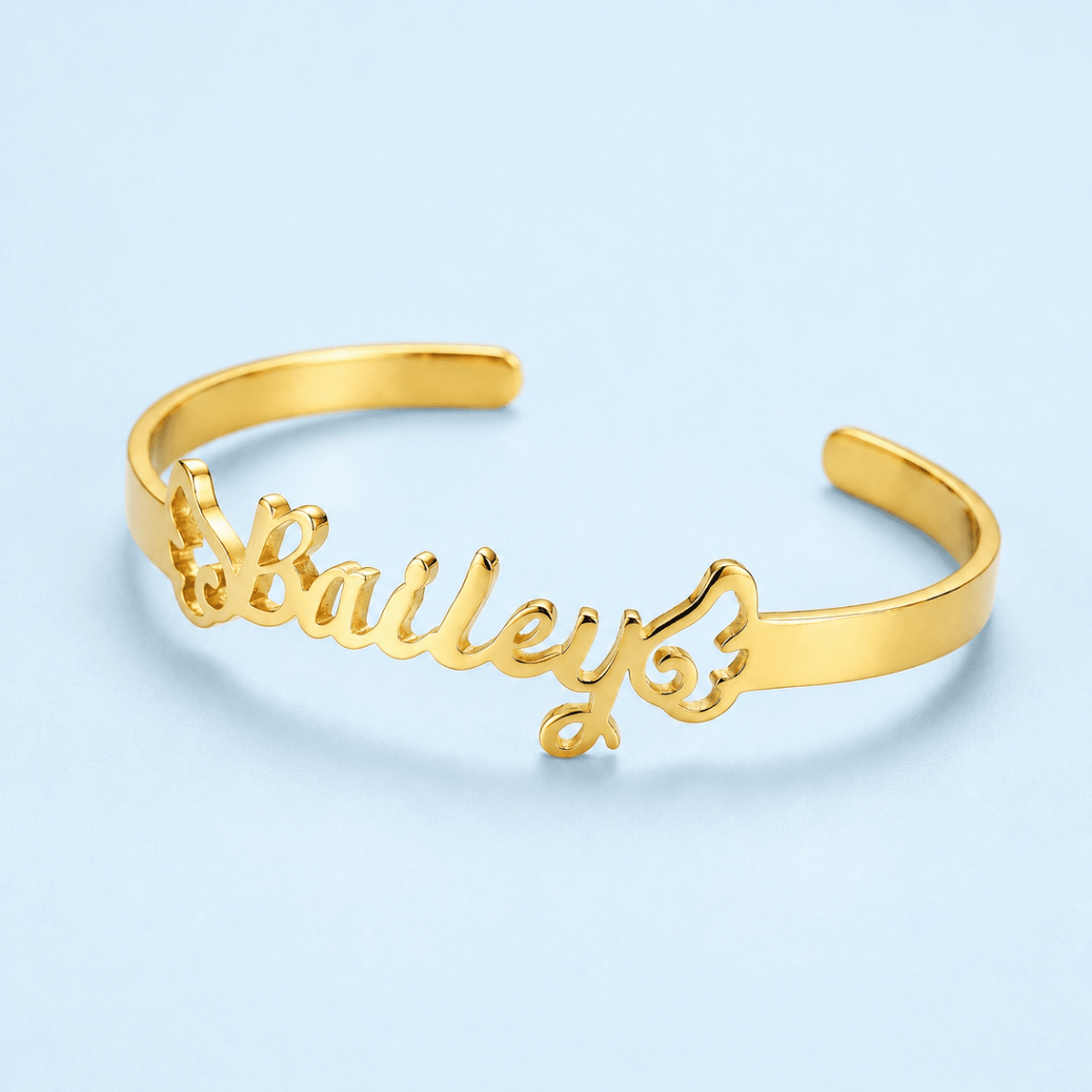 Personalized Baby Name Cuff Bracelet with Angel Wings - Glaxias
