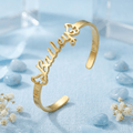 Personalized Baby Name Cuff Bracelet with Angel Wings - Glaxias
