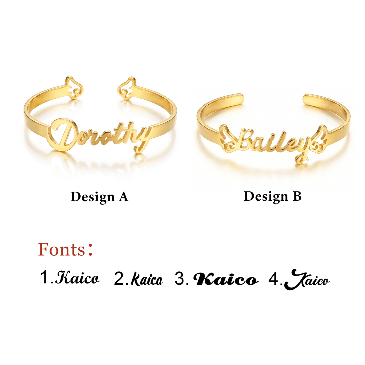 Personalized Baby Name Cuff Bracelet with Angel Wings - Glaxias