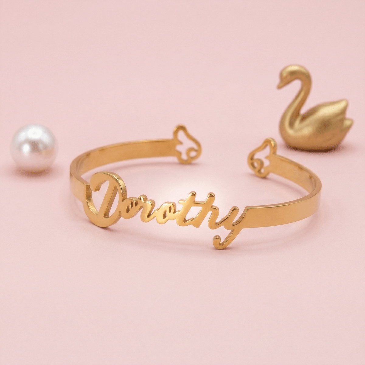 Personalized Baby Name Cuff Bracelet with Angel Wings - Glaxias