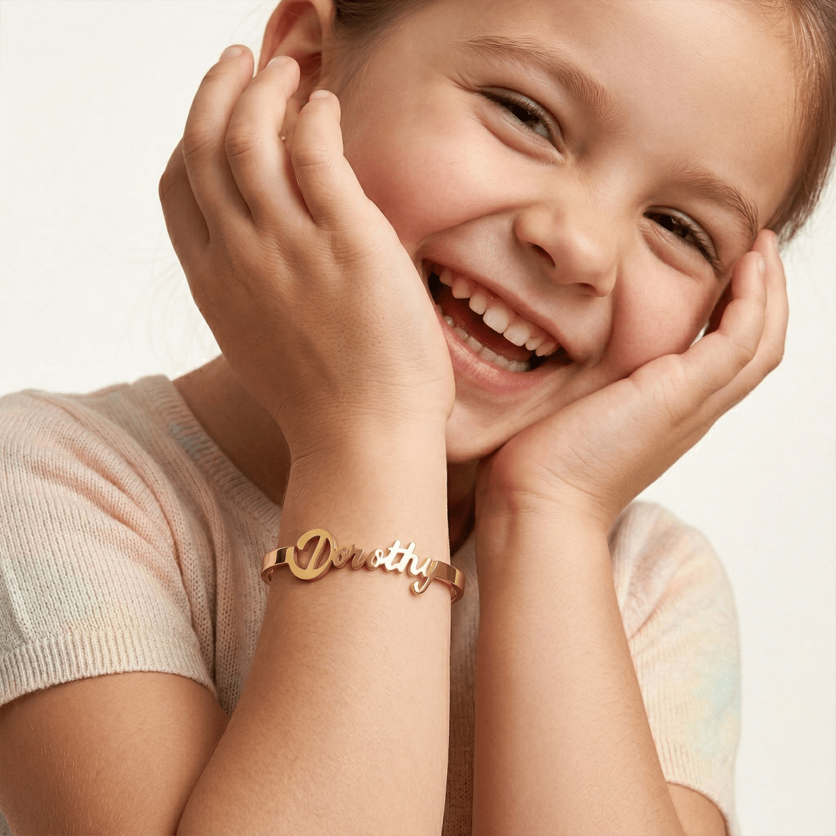 Personalized Baby Name Cuff Bracelet with Angel Wings - Glaxias