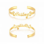 Personalized Baby Name Cuff Bracelet with Angel Wings - Glaxias