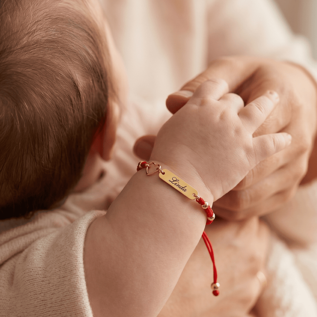 Personalized Baby Name Guardian Bracelet – Red String for Protection & Blessing - Glaxias